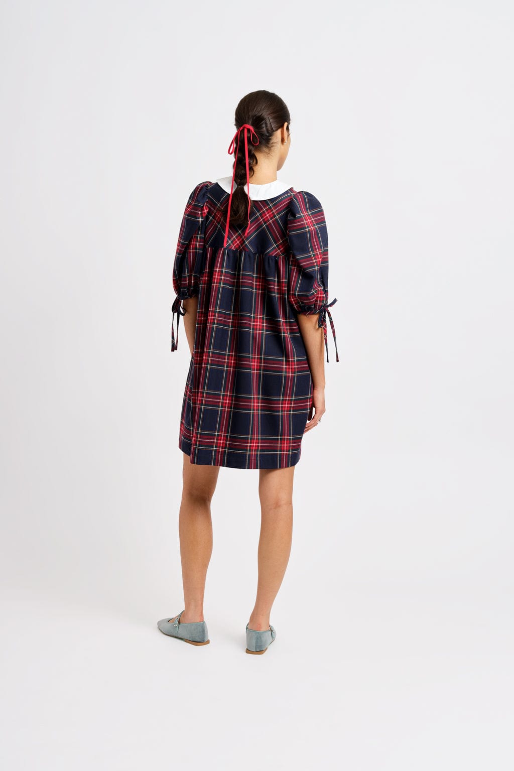 Navy tartan outlet dress