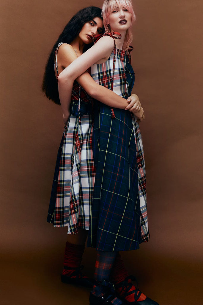 Eliza Faulkner Designs Inc. Dresses Half-Half Dress Combo Plaid