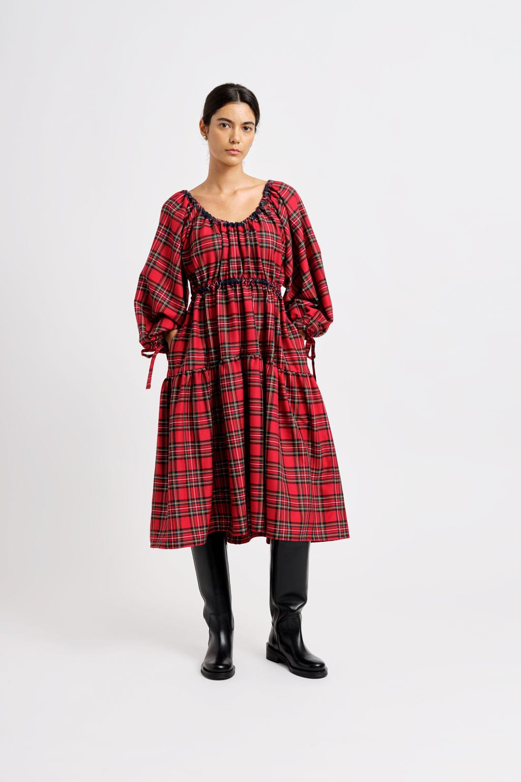 Josie Long Dress Red Plaid Small