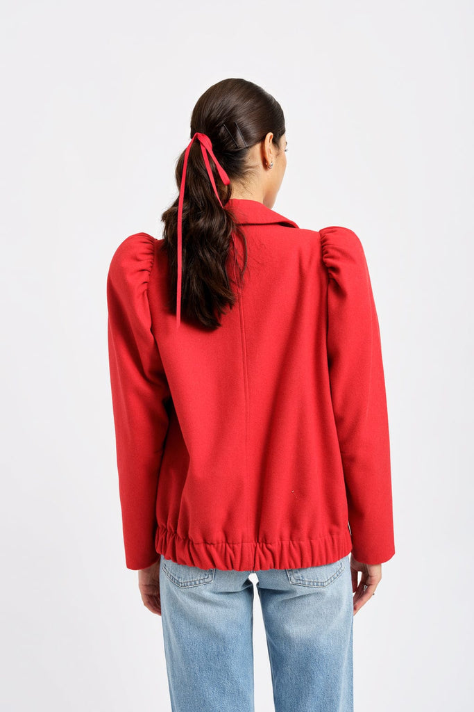 Eliza Faulkner Designs Inc. Jackets Valentine Moto Coat Wool Blend Red