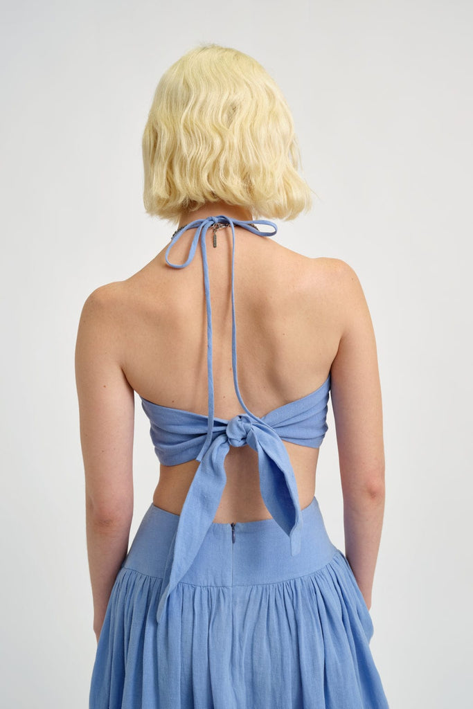 Eliza Faulkner Designs Inc. Tops Frankie Halter Top Periwinkle Blue Linen