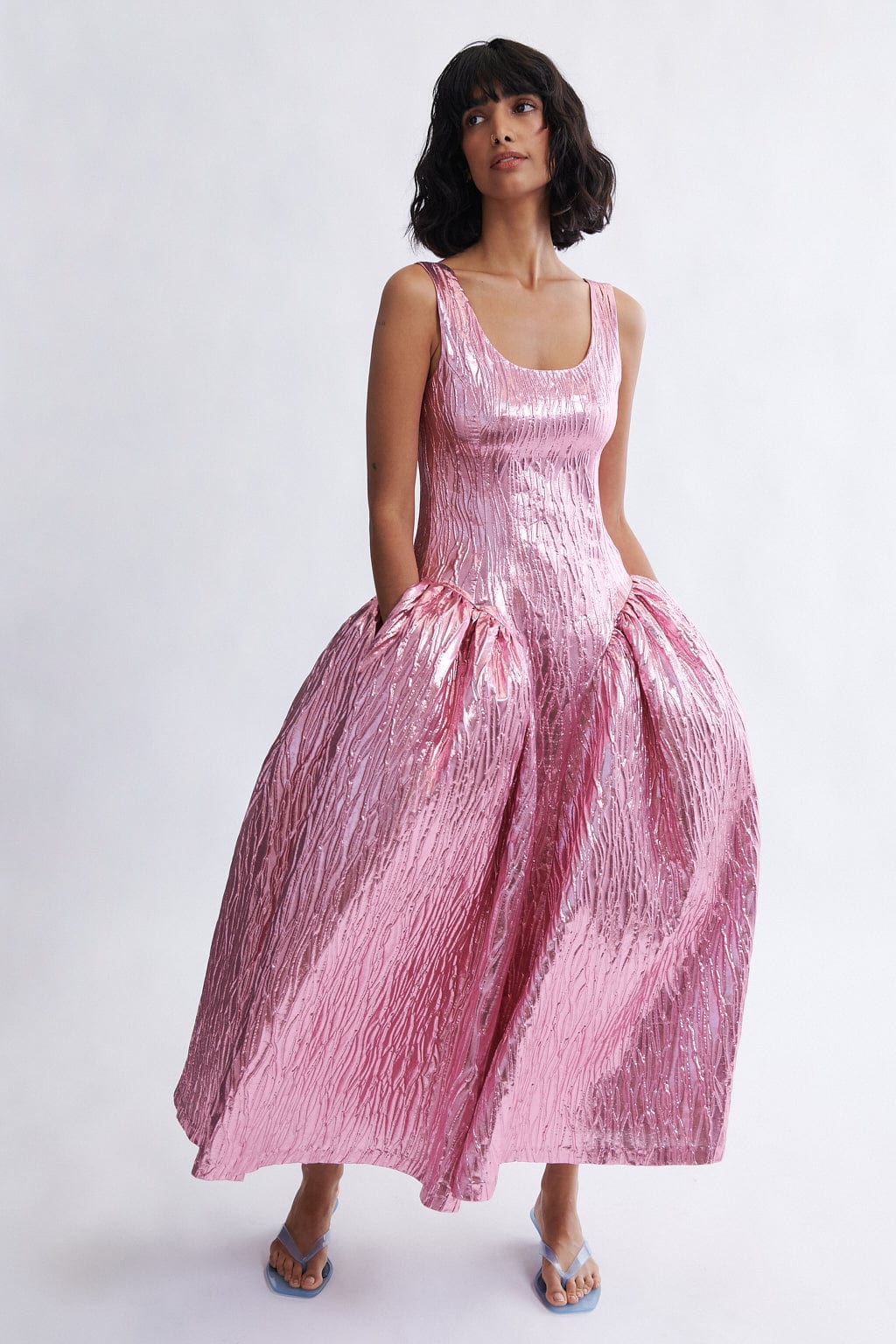 pink metallic maxi dress Pink Metallic Maxi Dress for Women | Vivienne Maxi Dress
