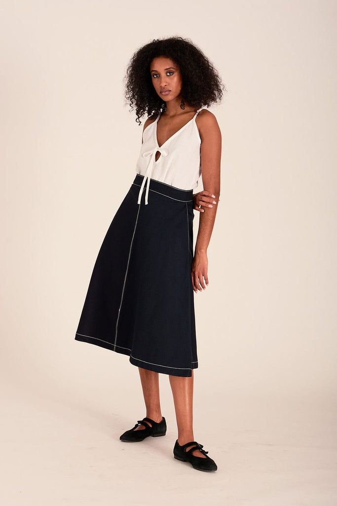 Eliza Faulkner Designs Inc. X-Small Imperfect Winnie Skirt Navy Twill