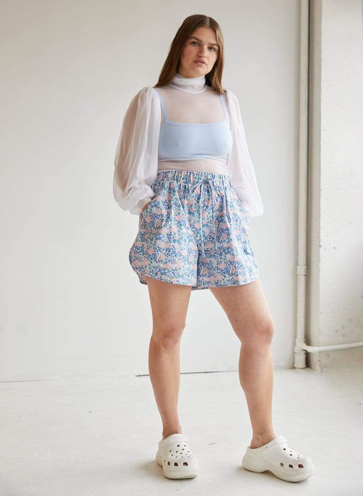 Eliza Faulkner Designs Inc. Blue Floral Bailey Shorts