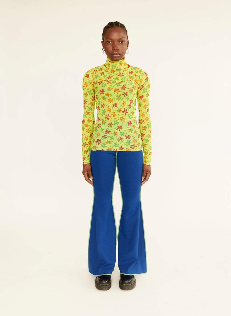 Eliza Faulkner Designs Inc. Electric Blue & Lime Green JoJo Flare Leggings