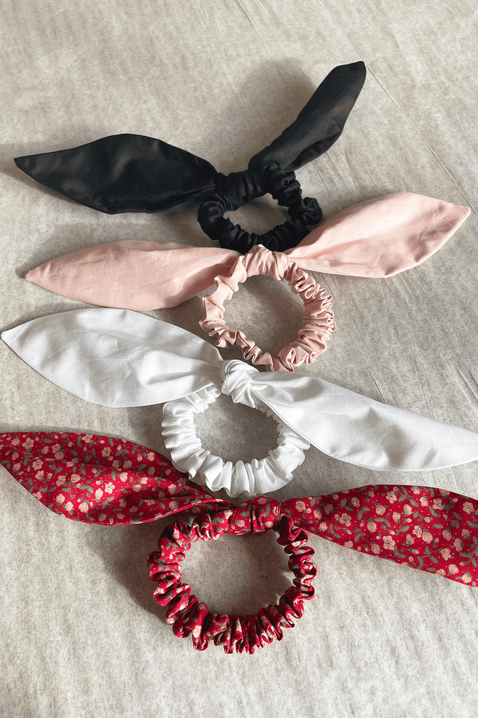 Eliza Faulkner Designs Inc. Pink Cotton Bow-Tie 'Bunni' Scrunchie