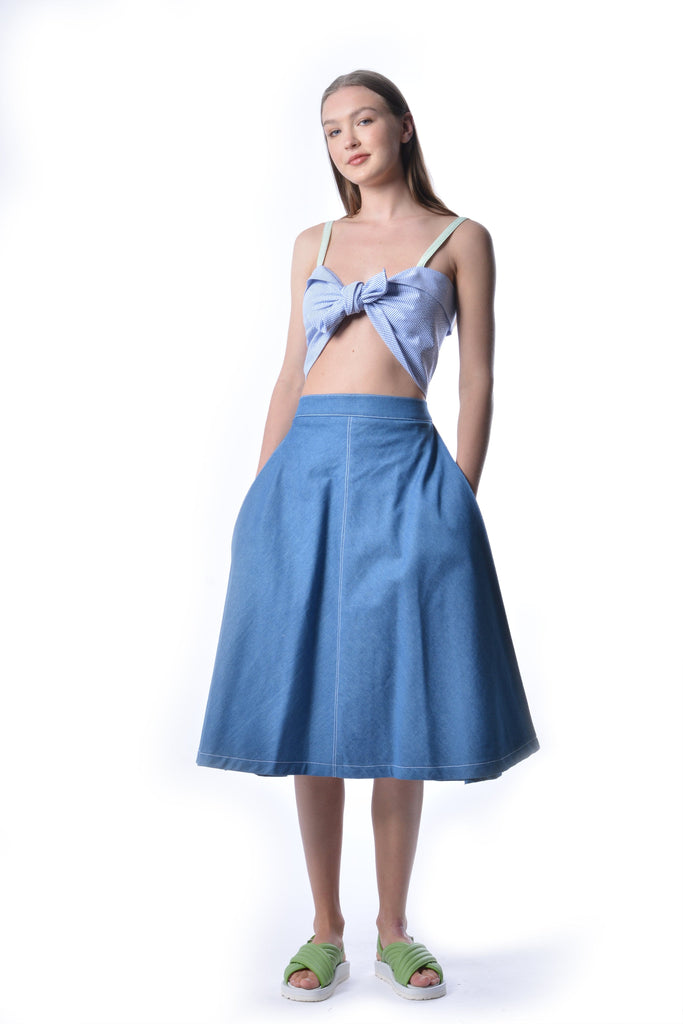 Eliza Faulkner Designs Inc. Skirts Light Blue Denim Winnie Skirt