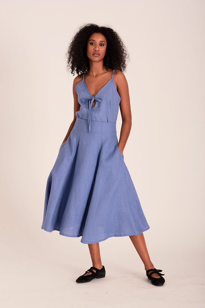 Eliza Faulkner Designs Inc. Tops Cami Slip Tank Periwinkle Blue Linen