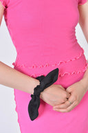 Eliza Faulkner Designs Inc. Accessories Bow-Tie "Bunni" Scrunchie in Black Linen