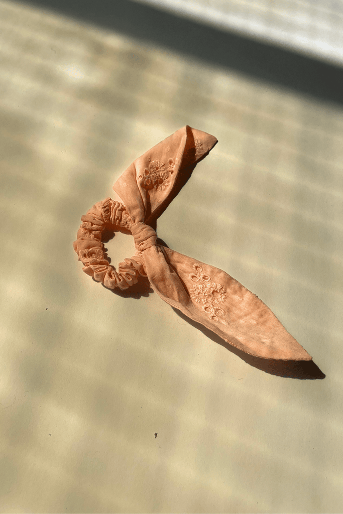 Eliza Faulkner Designs Inc. Accessories Bow-Tie 'Bunni' Scrunchie Pink Eyelet Cotton