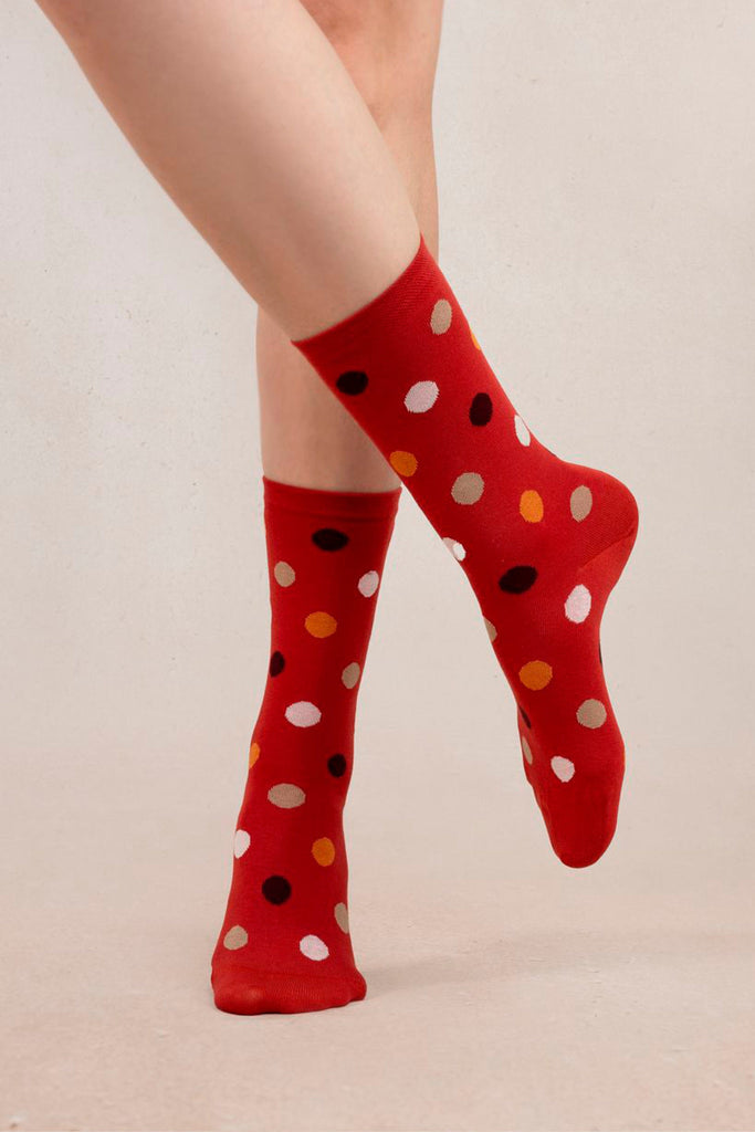 Eliza Faulkner Designs Inc. Accessories One Size Bleuforêt Dots Pattern Sock Red