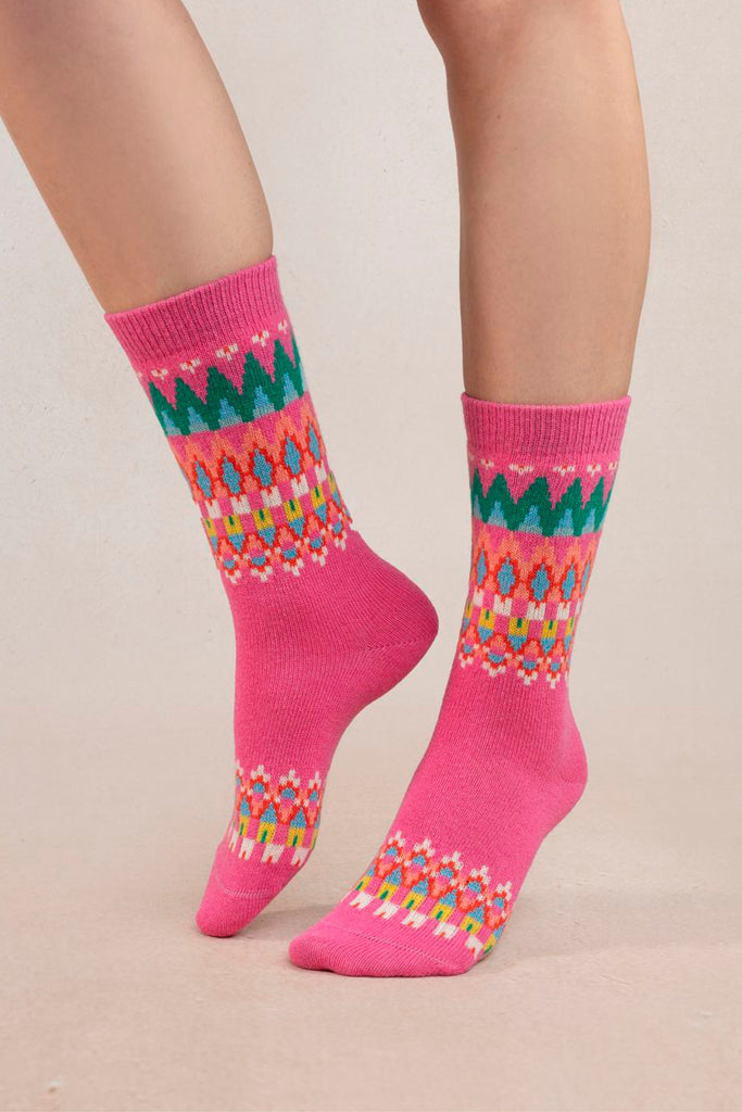 Eliza Faulkner Designs Inc. Accessories One Size Bleuforêt Jacquard Sock Pink