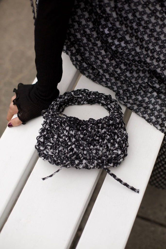 Eliza Faulkner Designs Inc. Bags Bow Bag Crochet Bag Daisy Black and White