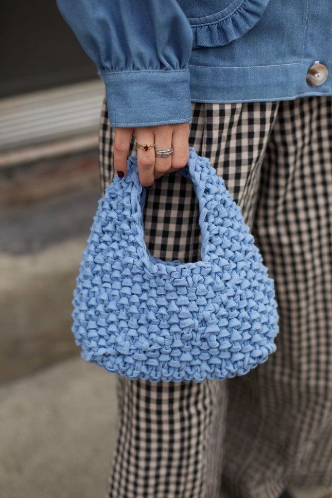 Eliza Faulkner Designs Inc. Bags Crochet Bag Blue Linen