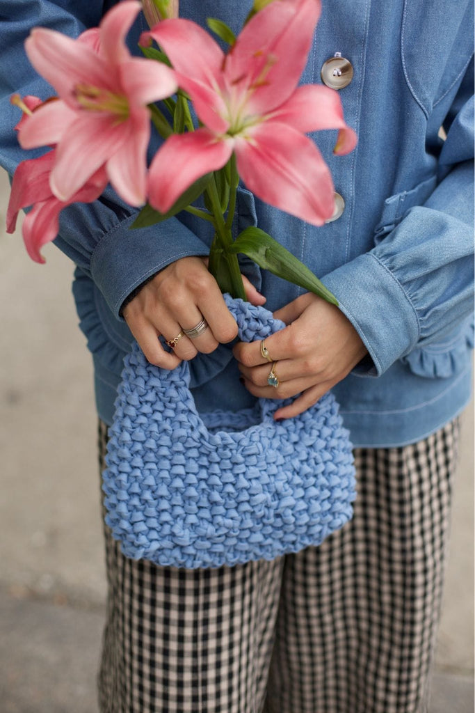 Eliza Faulkner Designs Inc. Bags Crochet Bag Blue Linen