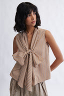 Eliza Faulkner Designs Inc. Blouses Annette Blouse Brown Stripe