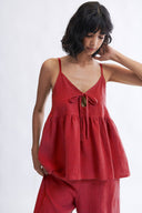 Eliza Faulkner Designs Inc. Camille Tank Top Red Linen