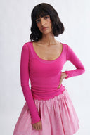 Eliza Faulkner Designs Inc. Carla Microknit Longsleeve Top Pink