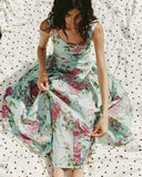 Eliza Faulkner Designs Inc. COMING SOON - Vivienne Maxi Dress in Aqua Floral Taffeta