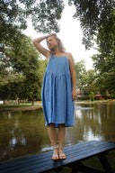 Eliza Faulkner Designs Inc. Dresses Amelie Dress Blue Linen