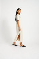Eliza Faulkner Designs Inc. Dresses Cotton Trompe L'oeil Dress Beige