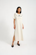 Eliza Faulkner Designs Inc. Dresses Cotton Trompe L'oeil Dress Beige