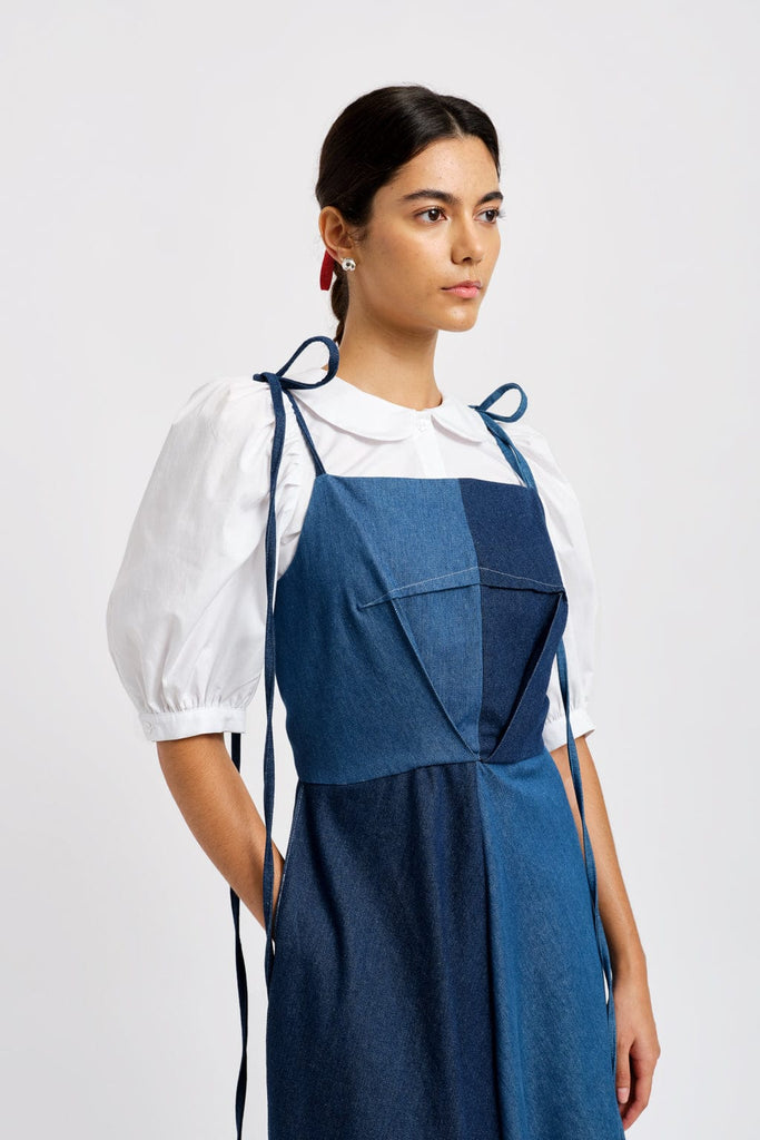 Eliza Faulkner Designs Inc. Dresses Half-Half Dress Denim Combo