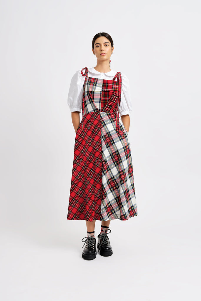 Eliza Faulkner Designs Inc. Dresses Half-Half Dress Red Plaid Combo