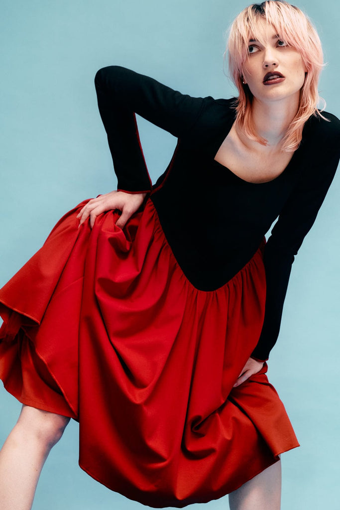 Eliza Faulkner Designs Inc. Dresses Joan Dress Combo Black&Red