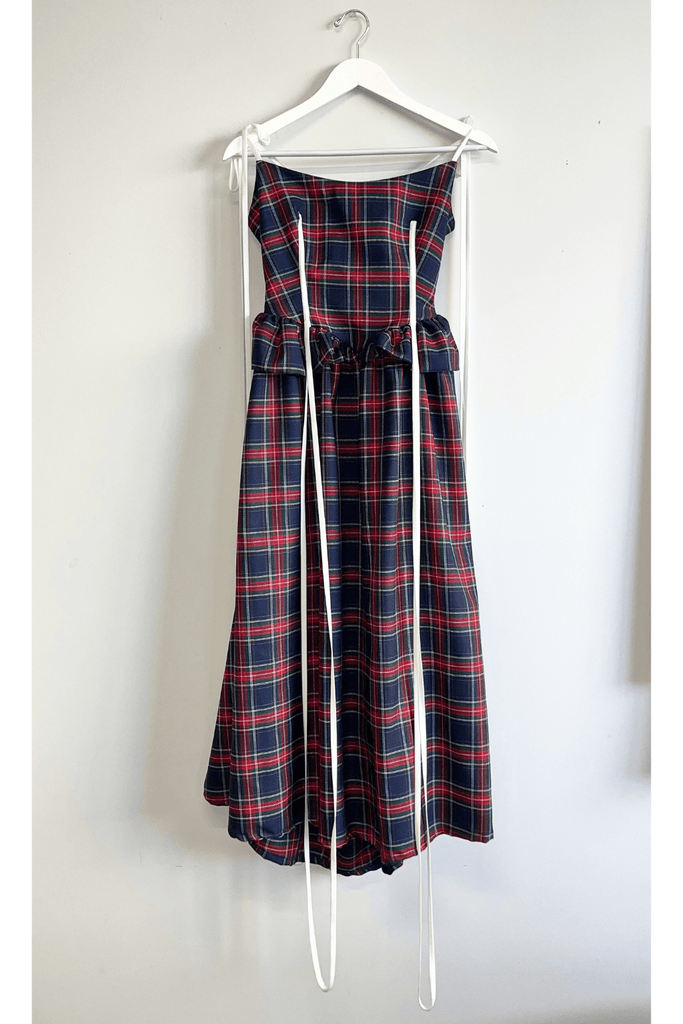 Eliza Faulkner Designs Inc. Dresses L Sample Tessa Dress Navy Plaid