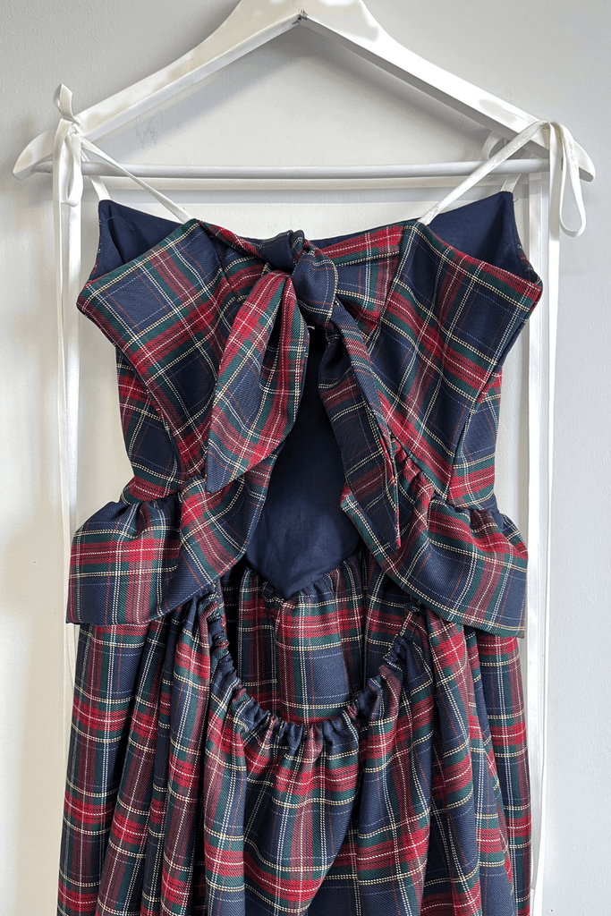 Eliza Faulkner Designs Inc. Dresses L Sample Tessa Dress Navy Plaid