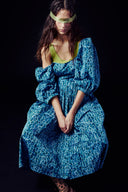 Eliza Faulkner Designs Inc. Dresses Maria Dress in Blue Leopard Taffeta
