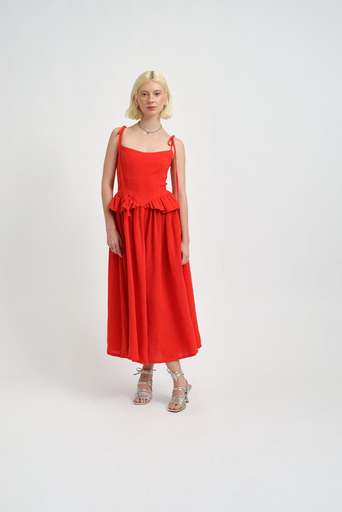 Eliza Faulkner Designs Inc. Dresses Tessa Dress Red Linen