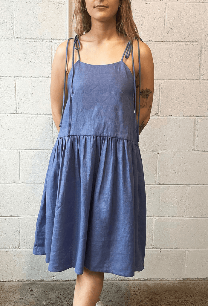 Eliza Faulkner Designs Inc. Dresses Tig Dress Periwinkle Blue Linen