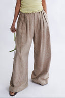 Eliza Faulkner Designs Inc. Miranda Trousers Beige Cotton Linen