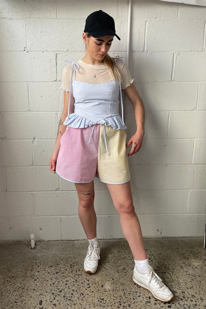 Eliza Faulkner Designs Inc. Pants Bailey Shorts Seersucker Candy Stripes