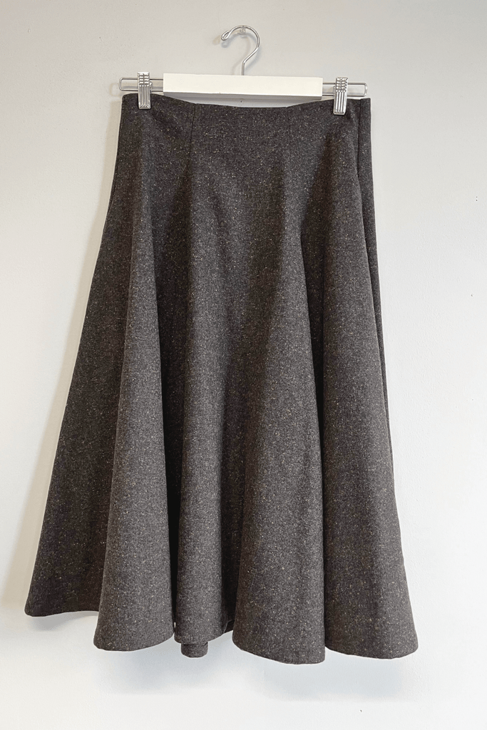 Eliza Faulkner Designs Inc. Pants M Sample Berkley Midi Skirt Dark Grey Wool