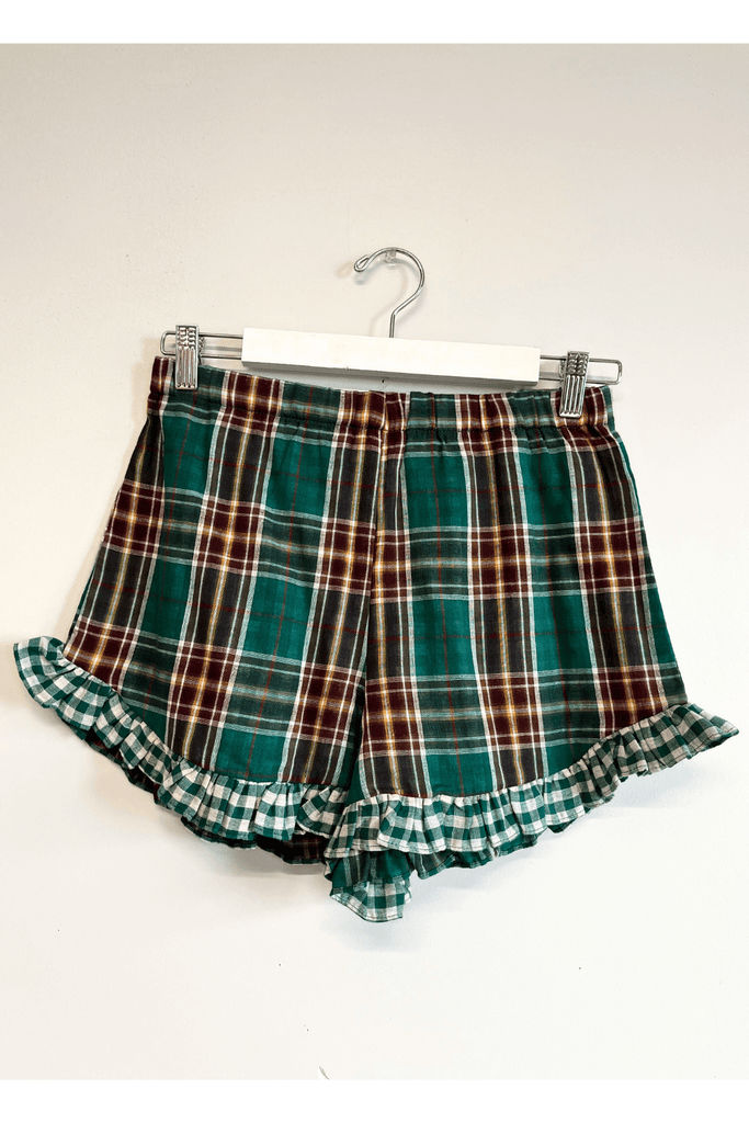 Eliza Faulkner Designs Inc. Pants S Sample Baxter Short Green Plaid