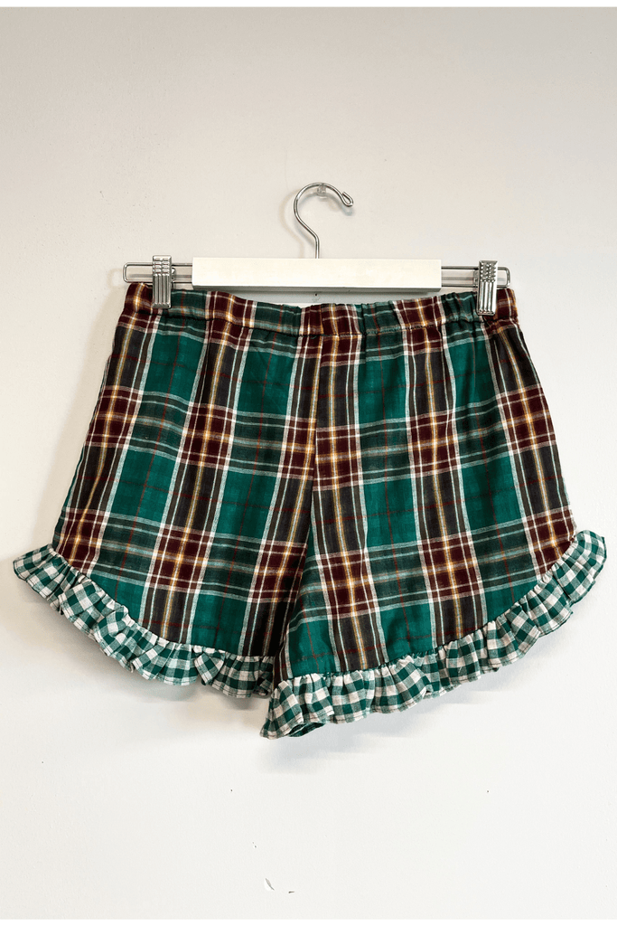 Eliza Faulkner Designs Inc. Pants S Sample Baxter Short Green Plaid