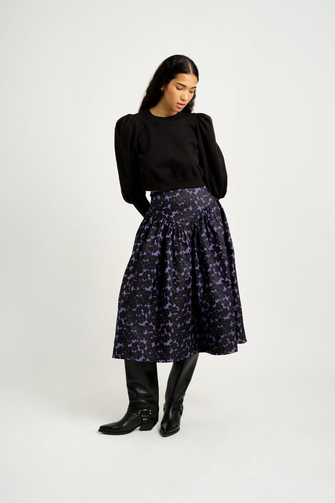 Eliza Faulkner Designs Inc. Pants S Sample Lucille Skirt Purple Jacquard