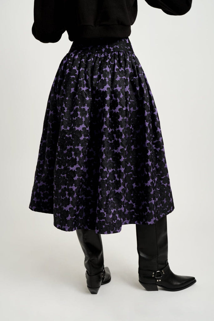 Eliza Faulkner Designs Inc. Pants S Sample Lucille Skirt Purple Jacquard