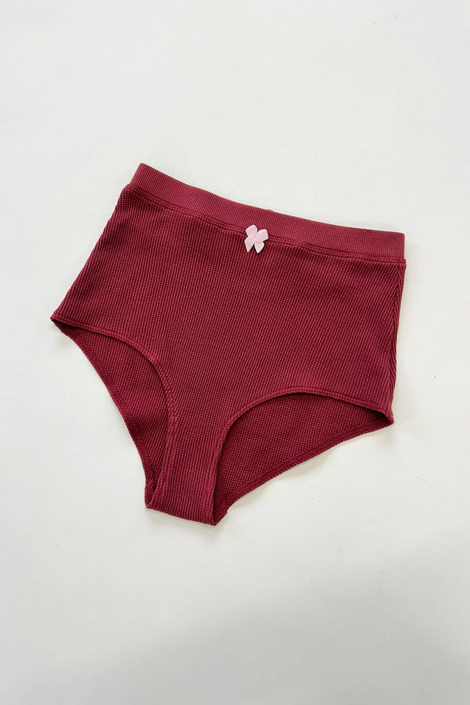 Eliza Faulkner Designs Inc. Pants Ula Organic Cotton Waffle Panty Maroon