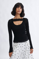 Eliza Faulkner Designs Inc. Quincy Longsleeve Microknit Shrug Black