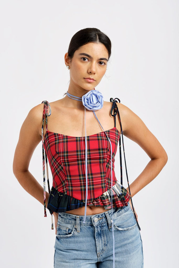 Candy Corset Red Plaid Mix