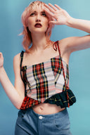 Eliza Faulkner Designs Inc. Shirts & Tops Candy Corset White&Red Combo Plaid