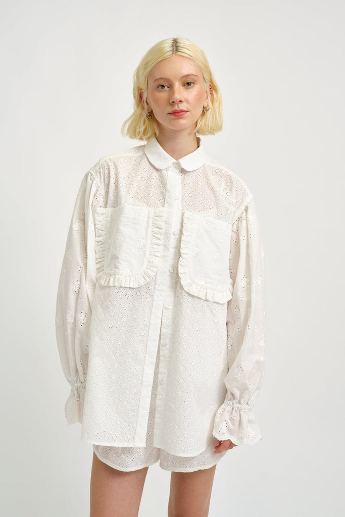Eliza Faulkner Designs Inc. Shirts & Tops Esme Shirt White Eyelet Combo