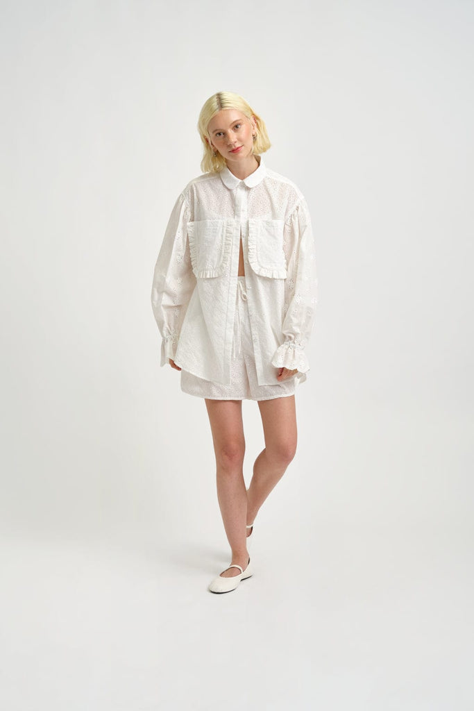 Eliza Faulkner Designs Inc. Shirts & Tops Esme Shirt White Eyelet Combo