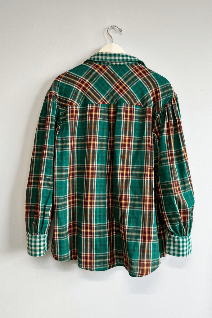 Eliza Faulkner Designs Inc. Shirts & Tops M Sample Long Tabitha Shirt Green Plaid