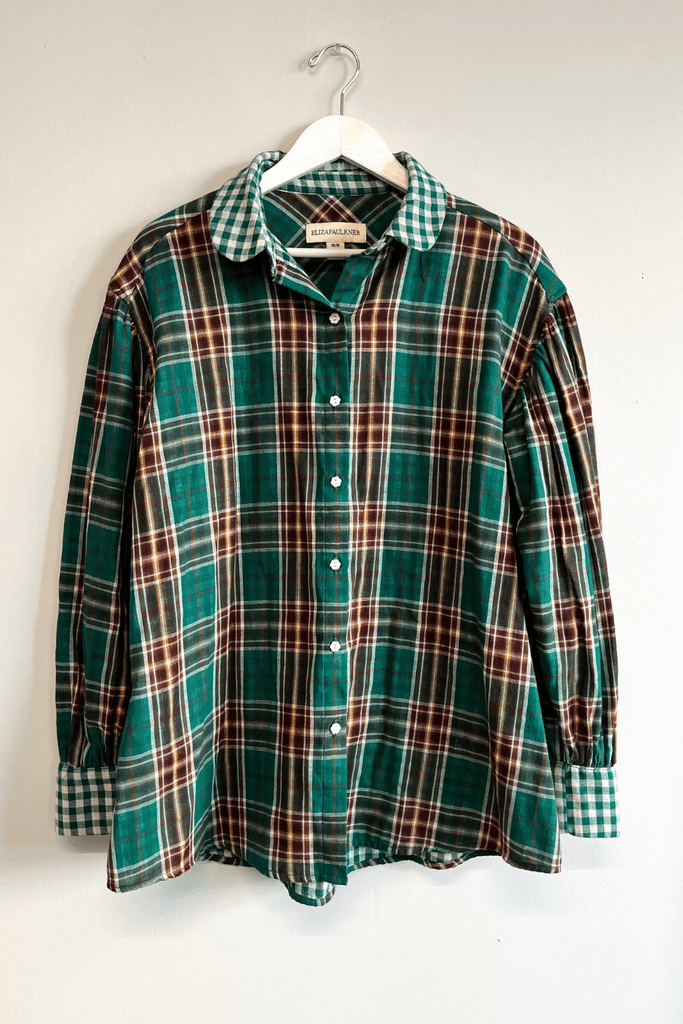 Eliza Faulkner Designs Inc. Shirts & Tops M Sample Long Tabitha Shirt Green Plaid