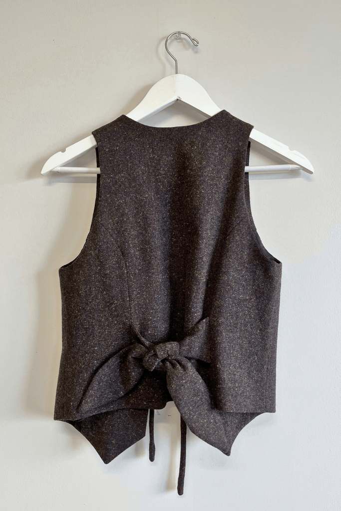 Eliza Faulkner Designs Inc. Shirts & Tops S Sample Dark Grey Wool Bow Vest